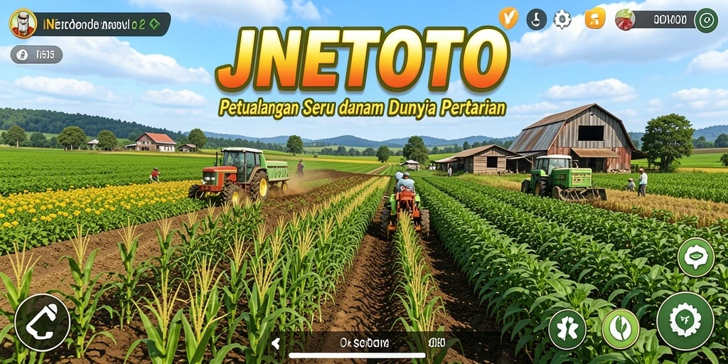 Screenshot gameplay JNETOTO menampilkan kebun yang indah dengan berbagai tanaman.