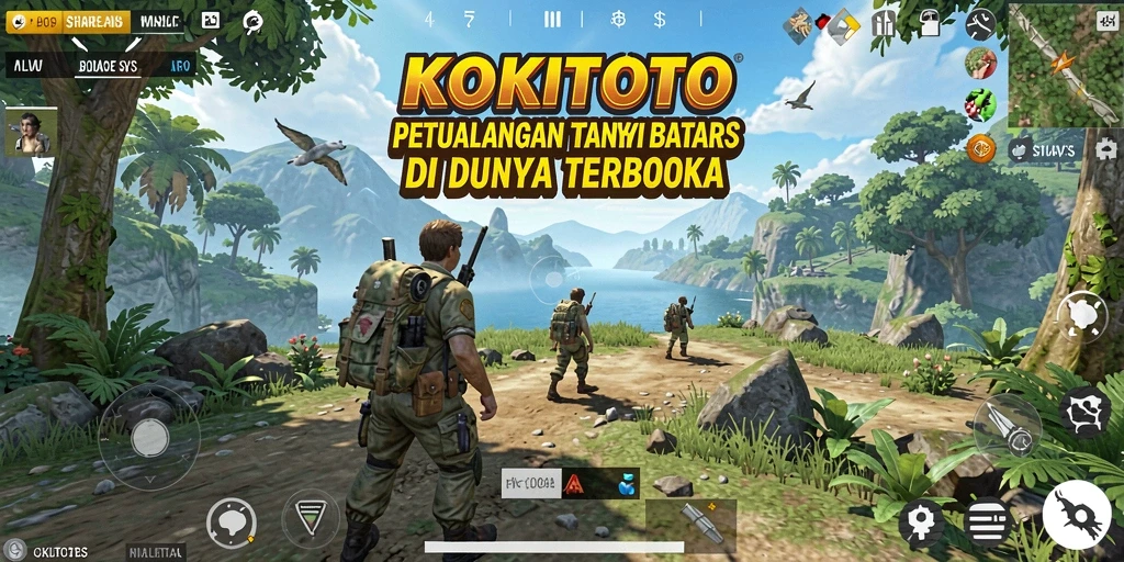 Screenshot KOKITOTO menampilkan aksi seru dalam dunia terbuka.