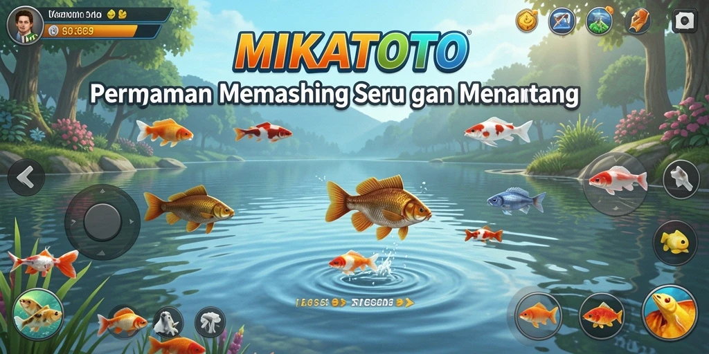 Screenshot gameplay MIKATOTO yang menunjukkan pengalaman memancing yang menegangkan.