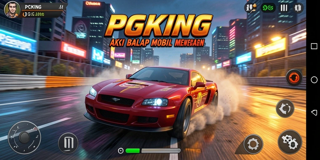 Gameplay PGKING yang seru dan mendebarkan saat balapan.