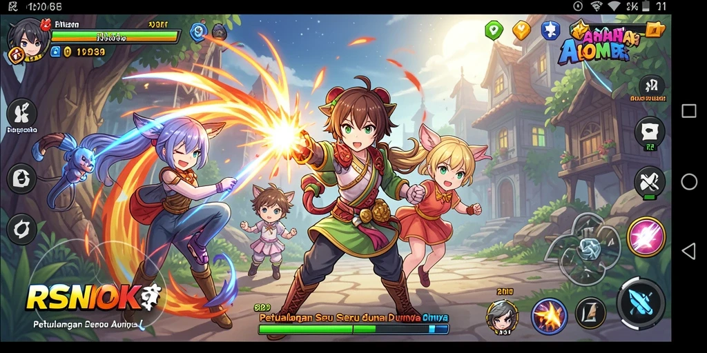 Screenshot RSNOK menampilkan aksi pertarungan yang menarik dalam gaya Anime.
