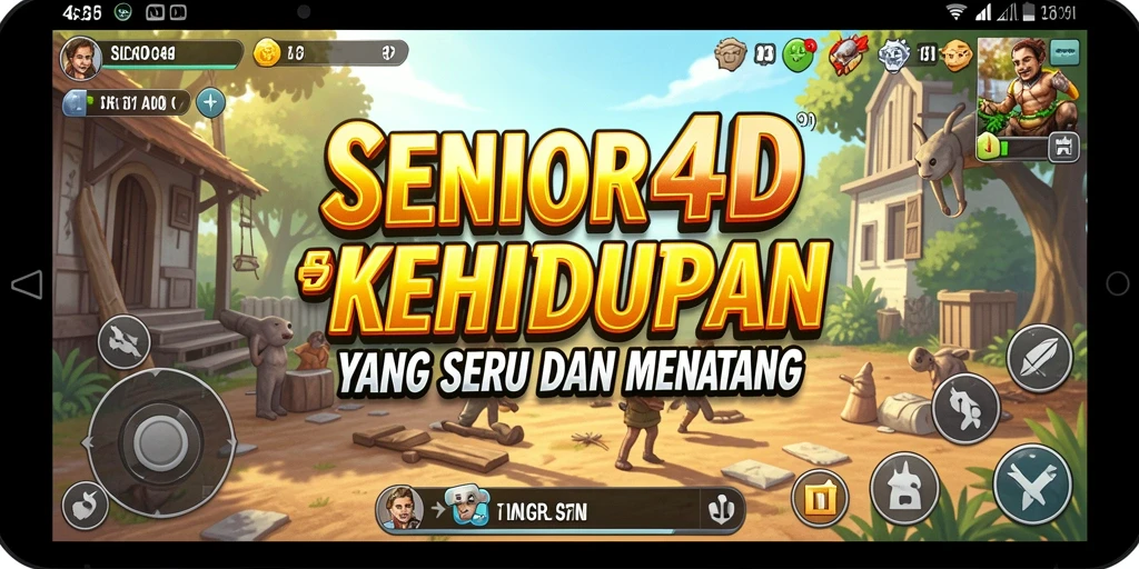 Screenshot gameplay SENIOR4D menampilkan karakter yang berinteraksi dengan lingkungan dan karakter lain.