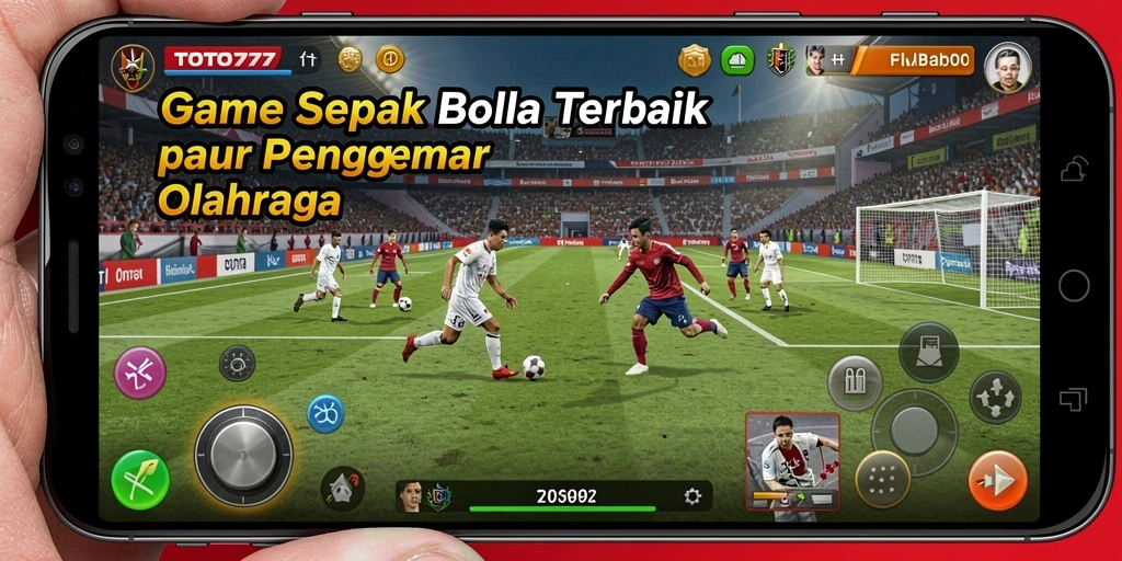 Screenshot TOTO777 menampilkan aksi pertandingan sepak bola yang intens.